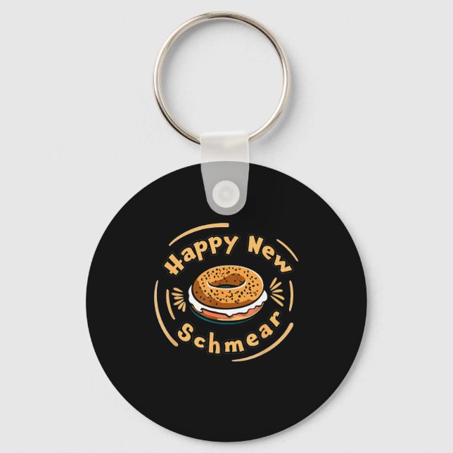 Porte-clés Funny Happy New Year Bagel &amp; Schmear Jewish Br (Recto)