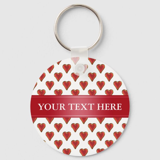Porte-clés Funny Heart Pattern gold red + your backgr. & (Recto)