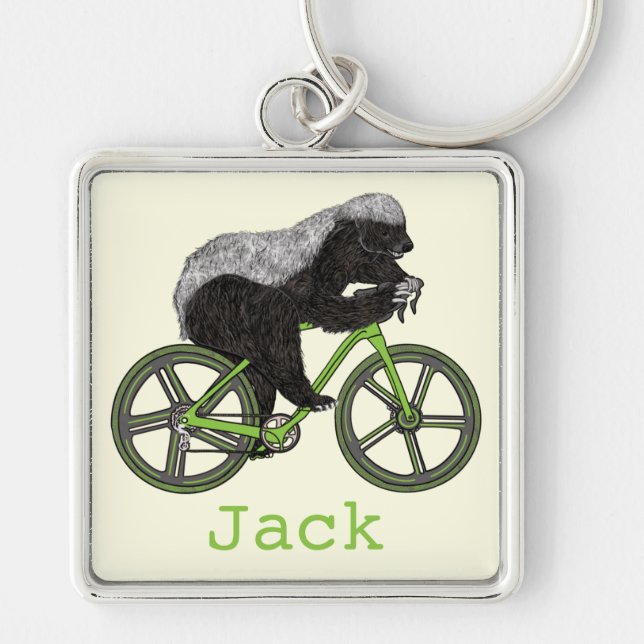 Porte-clés Funny Honey Badger Cycling Badass Bicycle Ajouter  (Devant)