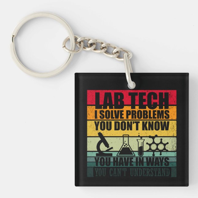 Porte-clés Funny lab tech cite laboratoire technicien humour (Devant)