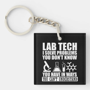 Porte-clés Funny lab tech cite laboratoire technicien humour