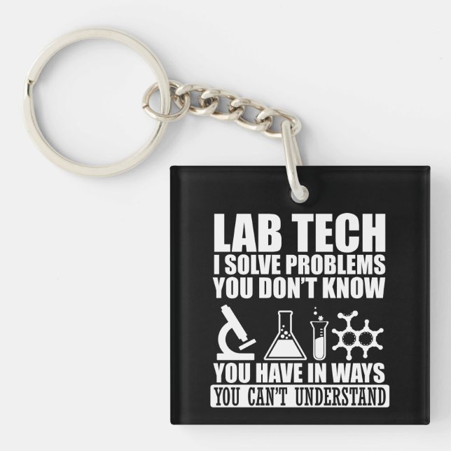 Porte-clés Funny lab tech cite laboratoire technicien humour (Devant)