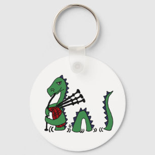 Porte-clés Funny Loch Ness Monster Playing Bagpipes