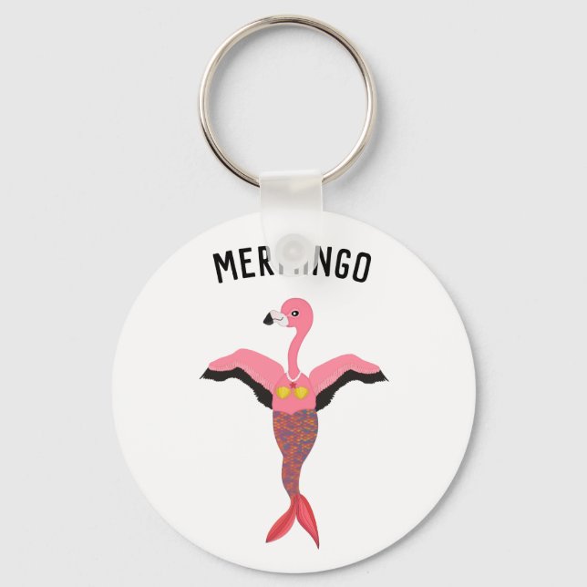 Porte-clés Funny Mermingo Flamant rose rose magique Sirène (Recto)