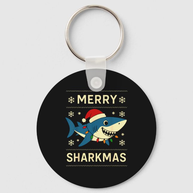 Porte-clés Funny Merry Sharkmas Christmas Shark Humor  (Recto)