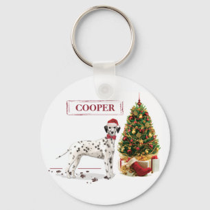 Porte-clés Funny Noël Dalmatien Chien et Arbre