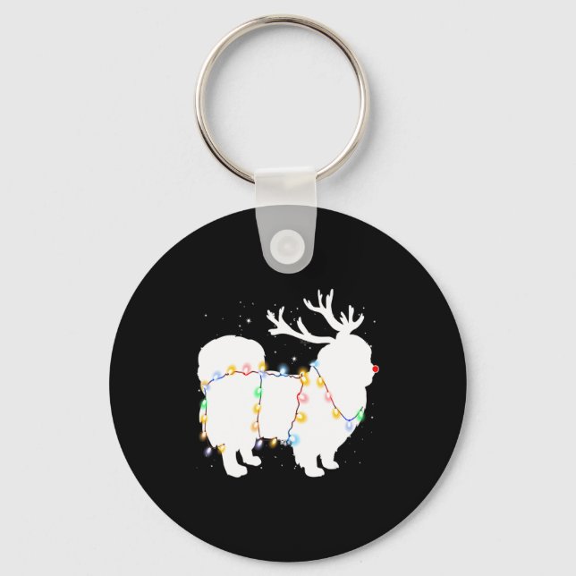 Porte-clés Funny Pekingese Dog Tree Christmas Lights Xmas Paj (Recto)
