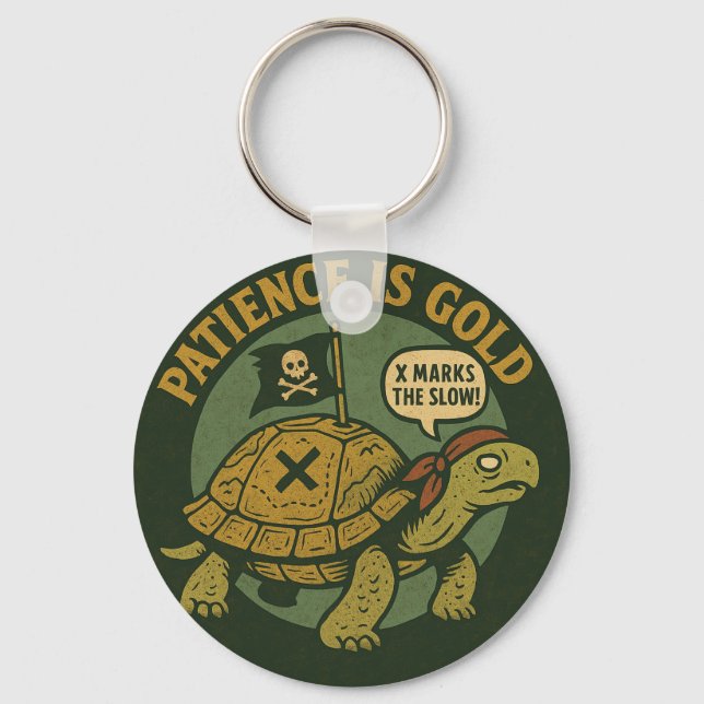Porte-clés Funny Pirate Turtle Patience Gold (Recto)
