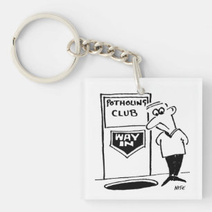 Porte-clés Funny Potholing Club Entrée dans le caricature du 