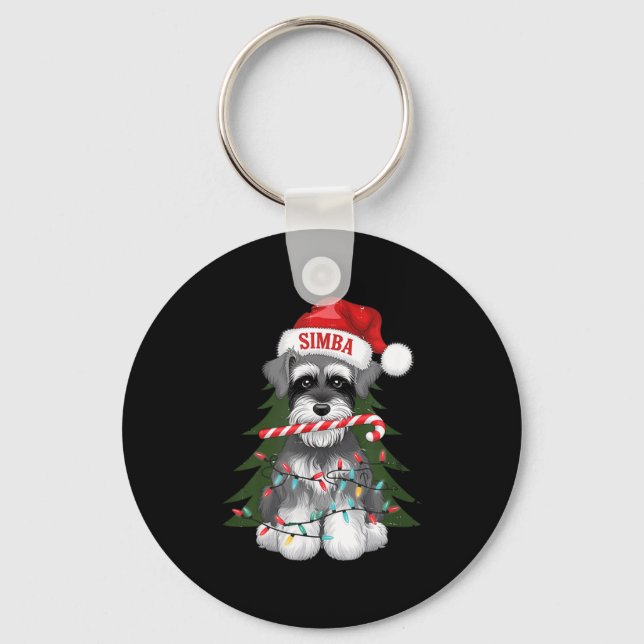 Porte-clés Funny Puppy Dog Christmas Holiday With Candy Cane  (Recto)