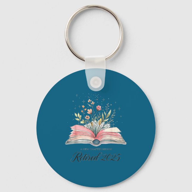 Porte-clés Funny Quote New Chapter Begins Retired 2025 Floral (Recto)