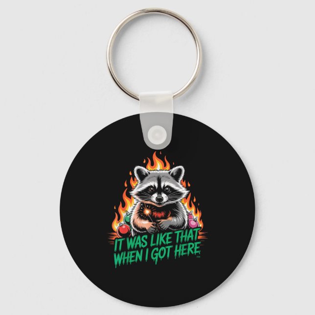 Porte-clés Funny Raccoon Christmas Trash Panda Xmas  (Recto)