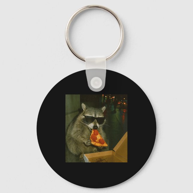 Porte-clés Funny Raccoon Eating Zza Animal Meme  (Recto)