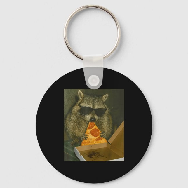 Porte-clés Funny Raccoon Eating Zza Animal Meme Raccoon  (Recto)