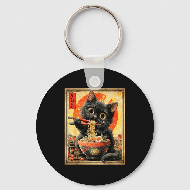 Porte-clés Funny Ramen Cat Noodle Lovers Anime Otaku  (Recto)