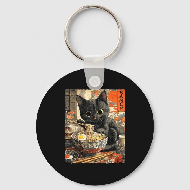 Porte-clés Funny Ramen Cat Noodle Lovers Anime Otaku  (Recto)