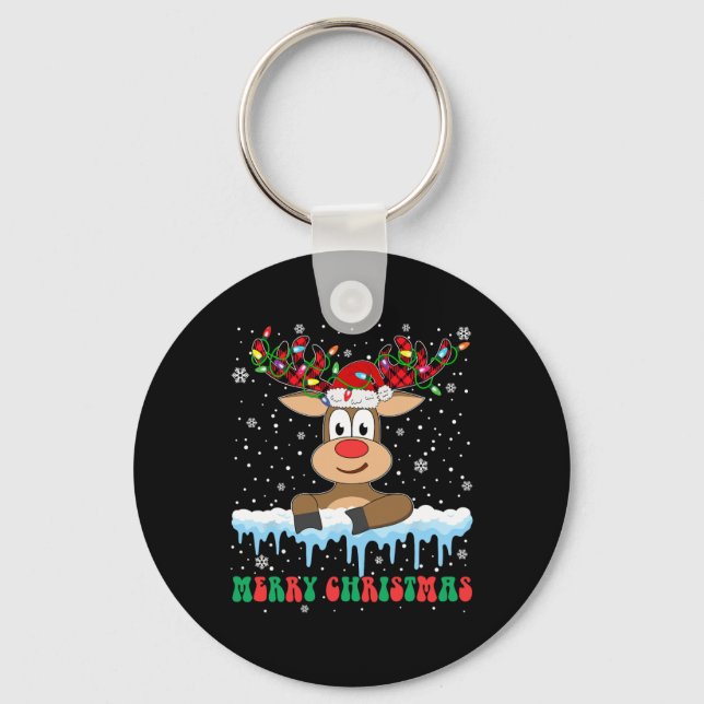 Porte-clés Funny Reindeer Noël Famille Joyeux Noël (Recto)