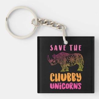 Porte-clés Funny Rhino Sauver Chubby Unicorns Droits des anim