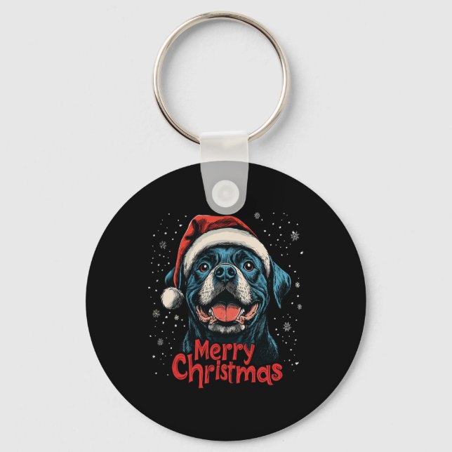Porte-clés Funny Rottweiler Père Noël Joyeux Noël Rottie Love (Recto)
