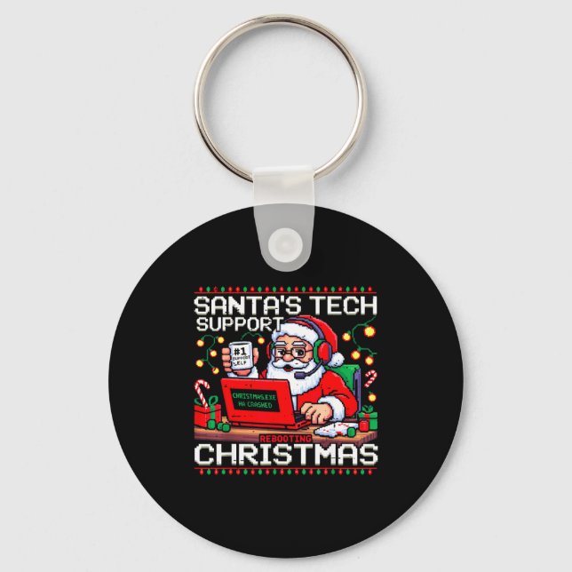 Porte-clés Funny Santa's Tech Suprt Rebooting Christmas Ugly  (Recto)