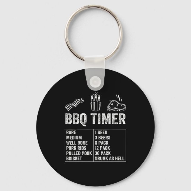 Porte-clés Funny Saying Bbq Timer Beer Grill Dad Barbecue Dri (Recto)