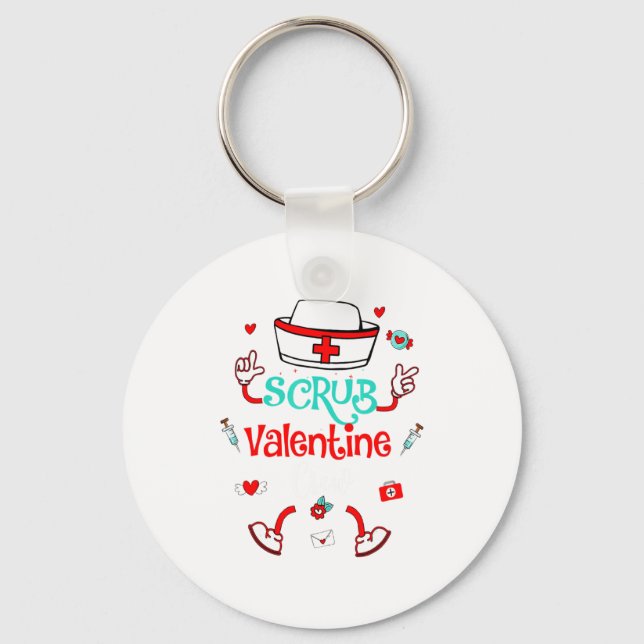 Porte-clés Funny Scrub Valentines Day Nurse Crew Family Group (Recto)