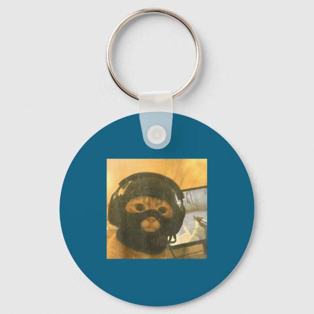 Porte-clés Funny Tactical Gamer Cat Meme Graphic  (Recto)