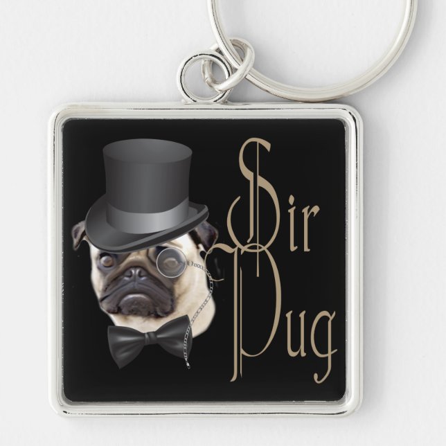 Porte-clés Funny Top Hat Monocle Sir Carlin Chien (Devant)