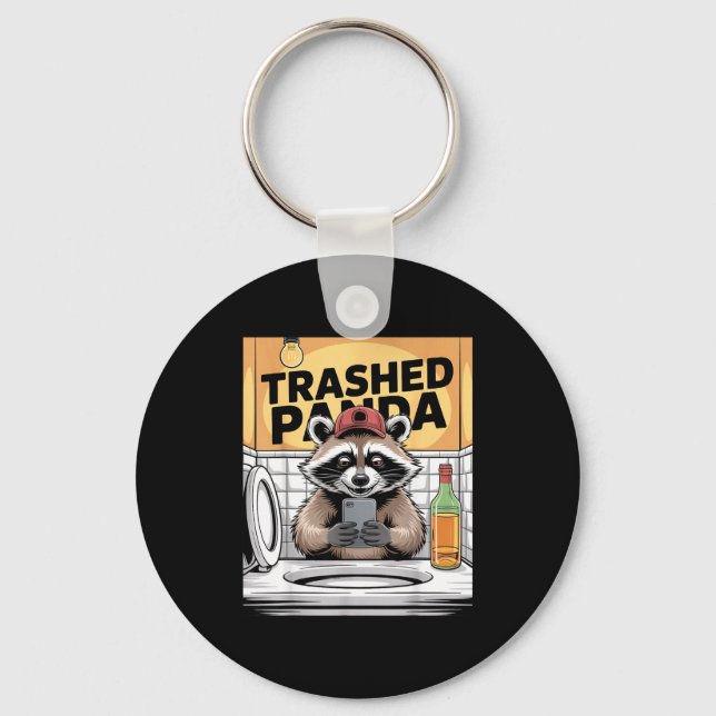 Porte-clés Funny Trashed Panda Raccoon Gets Drunk  (Recto)