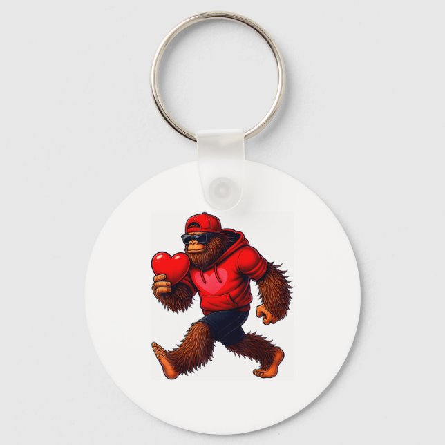 Porte-clés Funny Valentines Day Bigfoot Heart Sungles Sasquat (Recto)