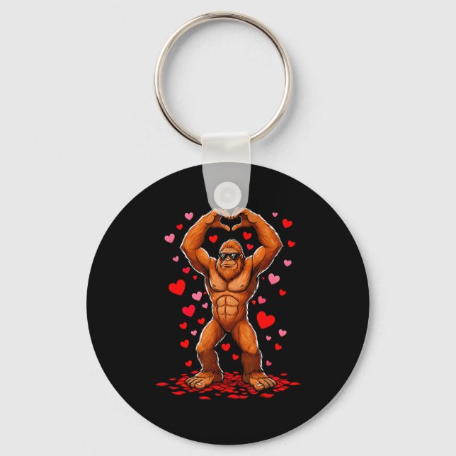 Porte-clés Funny Valentines Day Bigfoot Heart Sungles Sasquat (Recto)