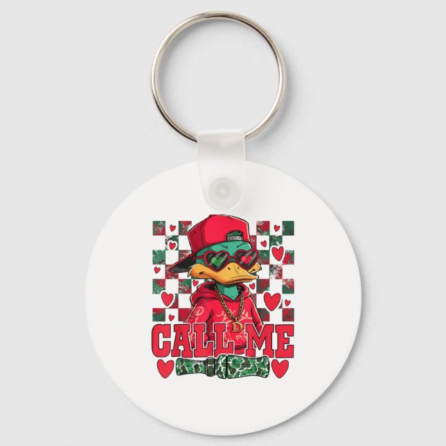 Porte-clés Funny Valentine's Day Boy Duck Hunting Call Me Tod (Recto)