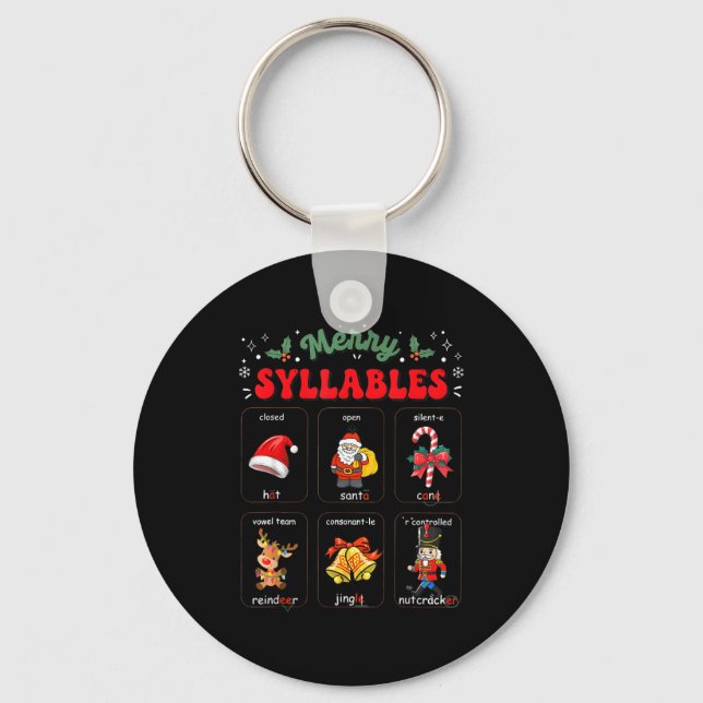 Porte-clés Funny Xmas Holiday Christmas Syllables Reading Tea (Recto)