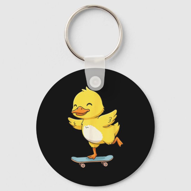 Porte-clés Funny Yellow Duck Skater Skateboard Ballerina Zoo  (Recto)