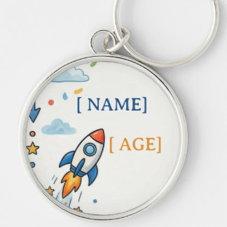 Porte-clés Fusée spatiale colorée et robot pour joyeux annive