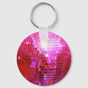 PORTE-CLÉS FUSHIA DISCO BALL DANCE PARTY KEYCHAIN