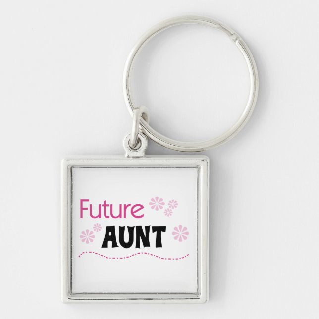 Porte-clés Future tante Black et T-shirts et cadeaux roses (Devant)