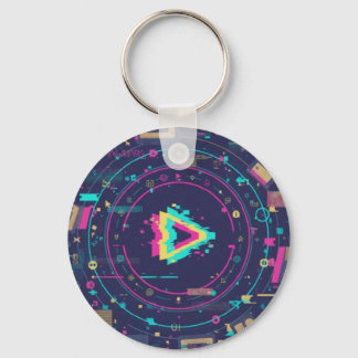 Porte-clés Futuristic Digital Play Button Abstract design 