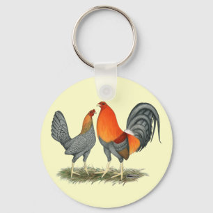 Porte-clés Gamefowl rouge bleu
