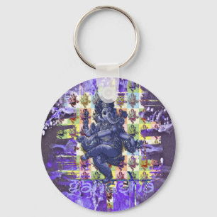Porte-clés GANESHA   éclaboussure de peinture violette