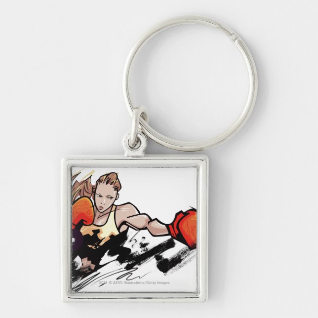 Porte-clés Gant de boxe de port de femme (Devant)