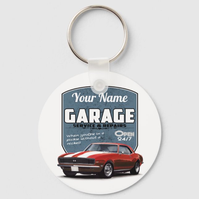Porte-clés Garage Camaro personnalisé (Recto)