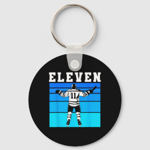 Porte-clés Garçon de hockey 11e anniversaire Onze Hockey sur