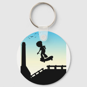 Porte-clés Garçon de silhouette faisant de la planche à