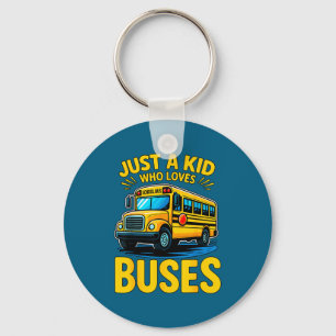 Porte-clés Garçon Drôle Aime les Autobus Scolaires