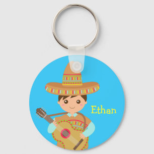 Porte-clés Garçon mignon Chapeau de Sombrero Mexicain Guitare