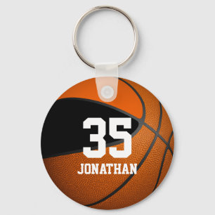 Porte-clés garçons basketball avec couleurs d'équipe noir et 