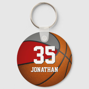 Porte-clés garçons basketball avec rouge gris équipe couleurs