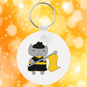 Porte-clés Garde de couleur Kawaii Chat Noir Jaune