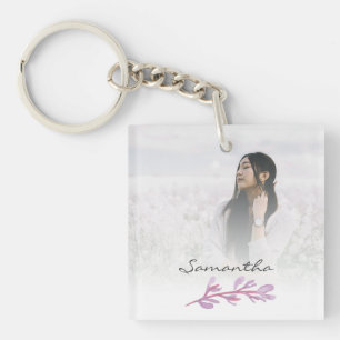 Porte-clés Garde de photo botanique à l'aquarelle rose